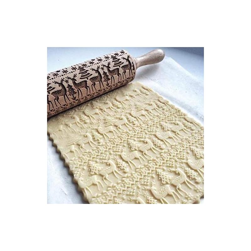 Weihnachtsschneeflo Elk Holz Rolling Pin Embossing Backen Pltzchen Nudel Keks Fondant Kuchen Teig Patterned Roller
