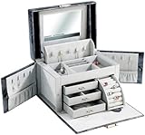 St. Leonhard Schmuckkiste: Schmuckkoffer in exklusiver Kroko-Leder-Optik, anthrazit (Schmuckschrank)