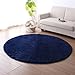 Produktbild CAMAL Teppich Runde Seide Wolle Material Teppich für Wohnzimmer Schlafzimmer und Bad (Dunkelblau, 100 cm)