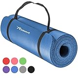 Reehut Tapis D'exercices de Yoga- 12 mm Très épais NBR Haute Densité, pour Pilates, Forme Physique et Entraînement, avec Sangle de Transport（Bleu）