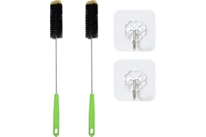 MEMOFYND 2 sztuki szczotek do butelek wina z 2 haczykami, długa szczotka do czyszczenia butelek, elastyczna szczotka do czyszczenia butelek piwa, filiżanek, butelek z wodą, butelek wina z wąską szyjką itd.