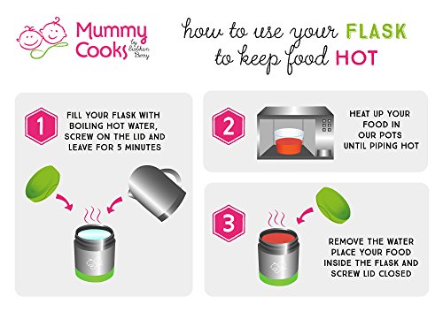 Mummy Cooks – Isoliergefäß, Edelstahl, 300 ml (rosa) – mit gratis Stickers - 5