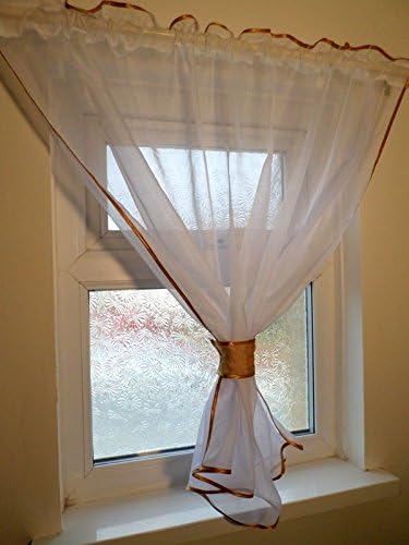 Beautiful Voile Net Curtains Perfect for Small Window (55.12" x 23.62" (140cm x 60cm), Gold )
