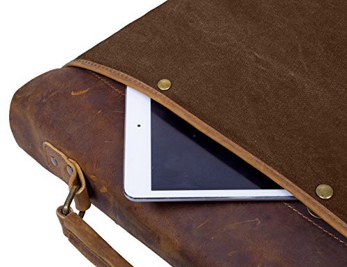 ECOSUSI Aktentasche Messenger Bag Damen Umhängetasche Herren Schultertasche Leder Tasche - 5