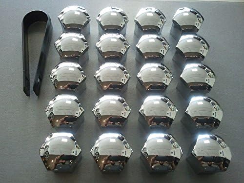 Set of 20 21mm Chrome Bolt Head Hexagonal Nut Covers Caps Protectors for Car Wheels