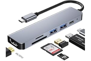 CAREMORE 6-in-1 Hub USB C a HDMI per MacBook Pro, compatibile Hub Adattatore multi-porta USB C con computer portatili USB C e altri dispositivi di tipo C - 4K HDMI USB 3.0 e USB 2.0 Card Reader 100W PD