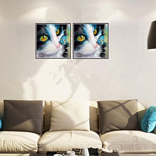 Kingko® Nicht die gleiche Art der Dekoration Katze und Tiger DIY 5D Diamant Stickerei Anstrich Querheftung Ausgangsdekor Fertigkeit (A) - 3