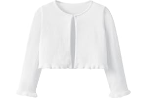 Kefiyis Chaqueta Bolero Niña Cárdigan Punto Manga Larga con Volantes Rebeca Festiva con Botones para Torera Comunion Vestido de Bautizo 110-150