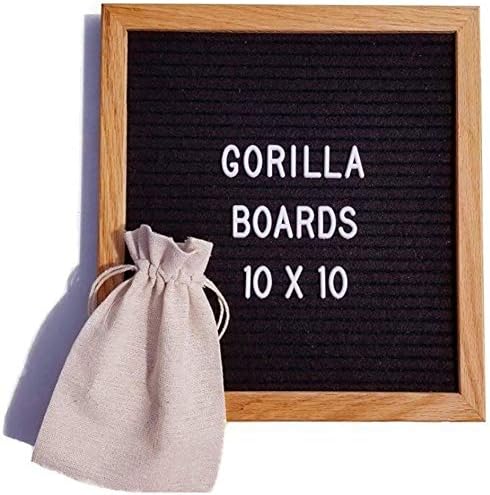 Weiye Black Felt Letter Board Kit 10x10 inch, Message Board Sign, Wall Mount, Oak Wood Frame, with Display Stand Canvas Bag & Pair of Scissors - 460 Letters, Numbers & Emoji's