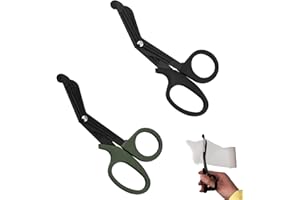HJDJBD 2 Stück Schwarz Und Grün Verbandschere,Rettungsschere,Medizinische Verbandschere,Pflasterschere,Rettungsdienst,Trauma-Scheren,15cm Bent Stealth,für Krankenschwestern,Medizinstudenten,Notaufnahme