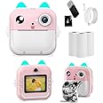 Beauenty Kids Camera Instant Print Toddler Digital Camera with 1080P HD Video Camera, 48MP Camera with Phone Connected 32GB Card, Pink