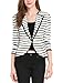 Allegra K Women Notched Lapel Striped Blazer Jacket XS (UK 4)