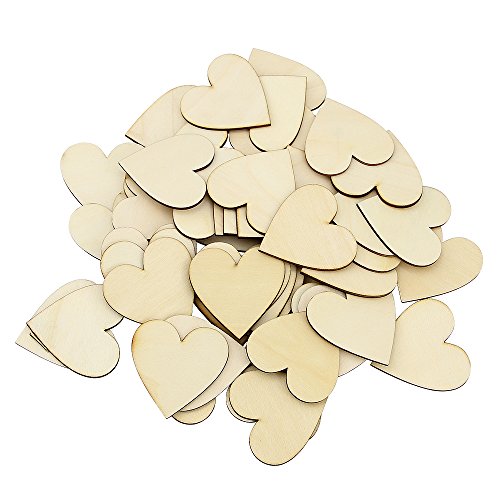 Zilong 60mm Herz Holz Scheiben, unlackiert Naturholzscheiben Verzierungen/Deko für DIY Handwerk, hochzeitsdeko, tischdeko, 50 Stück - 2