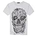 Produktbild Skull Themed Series Mens 3D Druck Terro Skull Lässige Kurzarm Shirt Top Bluse,Weiß,XL