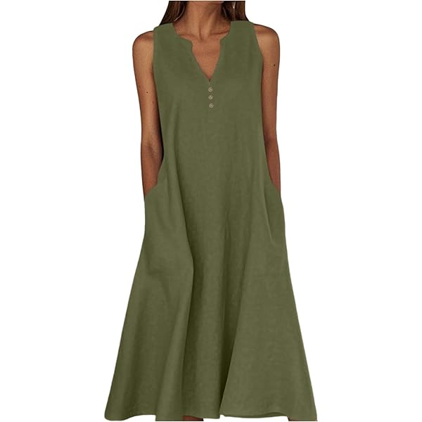 chinese dress ladies 100% Linen Swing Beach Tank Dress Giana, Charcoal Black / XXL