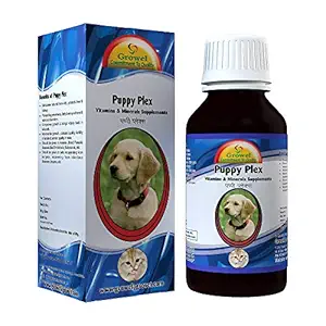 Growel Puppy Plex - Vitamins & Minerals Supplements Of 21 Compositions For Dogs & Puppy -200 Ml