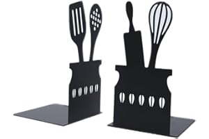 LdawyDE Book Ends, 2 Pieces Bookends for Shelves, Metal Book Stopper, Made of Metal, Sturdy and Durable, Not Easy to Deform, Suitable for Study, School, Office, Kitchen