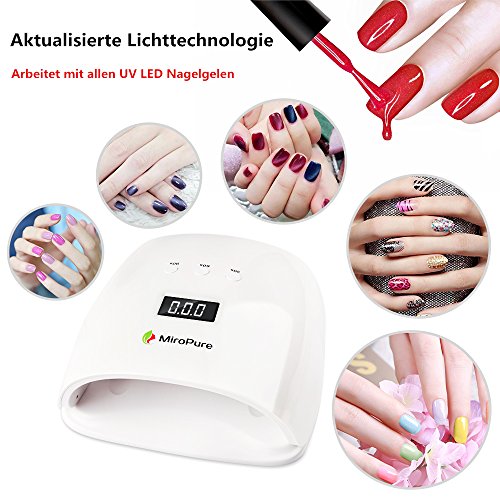 48W Nageltrockner MiroPure LED UV Nagellampe für Nagelstudio mit LCD Anzeige Maniküre Salon mit Infrarot Sensor, 3 Timer Einstellungen, 2 kostenlose Nagelpfeilen - 6