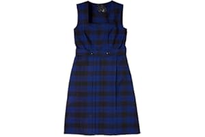 MAHAVIRA Pichi Uniforme Colegio San Luis De Los Franceses Tableado Cuadros Negros Y Azules Niña con Cinturón sin Mangas Azul y Negro Plisada