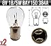 Produktbild 6 V 18/5 W BAY15d Off Pins Set Vintage Motorrad Stop & Schwanz Leuchtmittel p384 a X 2