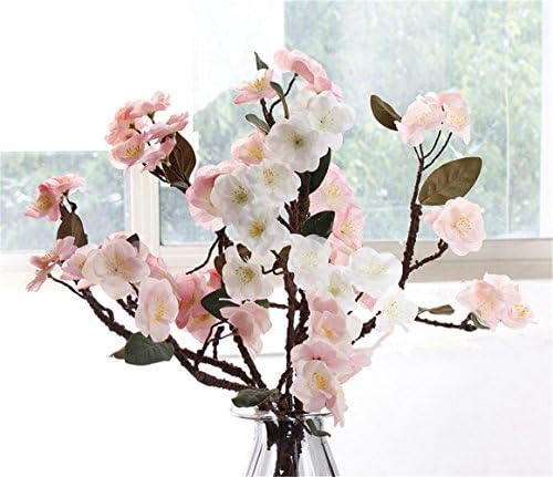 Cherry Blossom,Silk Flower,Artificial Flowers,Artificial Sakura,Wedding Home Office Party Hotel Restaurant Patio or Yard Decoration(6 Pcs)