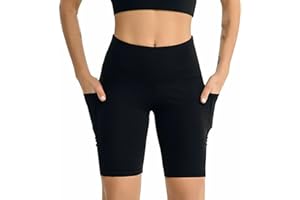 Boolavard Shorts for Women with Pockets – High Waisted Tummy Control Workout Yoga Running Gym Short Pants
