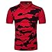 Produktbild MRULIC Herren Casual Polo Camouflage Print Umlegekragen Shirt Top Bluse(Rot,EU-52/CN-L)