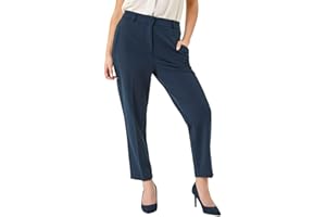 Roman Originals Work Trousers for Women UK Ladies Office Smart Stretch Suit Pants Slacks Cigarette Straight Leg Tailored High Elasticated Waist Ankle Grazer Slim