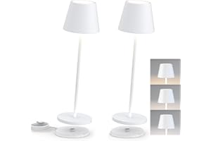 POWERBEAUTY lampada da tavolo senza fili dimmerabile lampada da tavolo ricaricabile lampade led da tavolo Calda Colore 3000K IP54 Impermeabile lampada Interni Esterni giardino terrazza albergo 2 pezzi