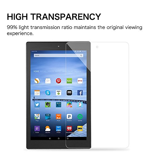 Fintie Folie Panzerglas für Amazon Fire HD 10 Zoll (2015) – [9H Härtegrad] Premium HD klar [stark kratzfest] Hartglas Panzerglas Displayschutzfolie Glasfolie Tempered Glass Screen Protector - 2