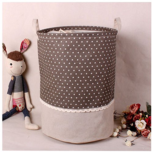 Fieans Wäschekorb Klapp Kinder Spielzeug organizer Spielzeug aufbewahrung Spielzeug Warenkorb Kleidung Halter wäschebox mit Deckel gepunktet-Kaffee - 2
