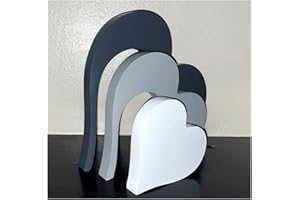 M & R HOME JUST RELAX Wooden Love Hearts Home Decorations Pack of 3 – Dark Grey, White & Grey Living, Bedroom, Dining Room or Hallway Shelf Decor – Hotel & Home Ornaments – House Decoration Gift Ideas