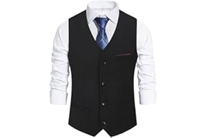 SLIKTAA Hommes Gilet Col V Slim Fit Tweed Gilet sans Manches Vintage Business Formel Mariage Business Waistcoat Style Classique