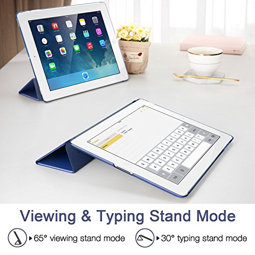 iPad 2 / 3/ 4 Hülle, ESR® Yippee Series Auto Aufwachen/Schlaf Funktion Wickelfalz PU Ledertasche mit Durchschaubar Rückseite Schutzhülle für iPad 2 3 4(Marineblau) - 7