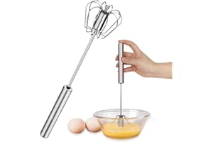 COMFORTY 12 Inch Semi-Automatic Whisk, Stainless Steel Automatic Whisk, Whisk for Mixing, Kitchen Whisk, Milk Frother, Manual Whisk