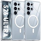 [SARARMAZ] Samsung S26 Ultra ile uyumlu Crystal Clear Mika Manyetik Darbe Emici Şeffaf Kılıf (Şeffaf Magsafe Mika Sararmaz)