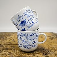 Kaffeebecher 2er-Set - Motiv Fische & Faltboote - Maritime Porzellan-Tasse original aus dem Norden
