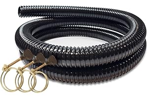 SWELL UK Swell Anti Kink Corrugated Flexible Pond Hose Pipe for Pond Pumps and Filters 5m with 3 Hose Clips (12mm Internal Diameter)