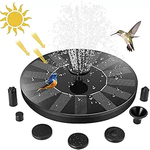 VENUS AQUA Solar Fountain Pump, Upgrade 1.4W Bird Bath, 4 Fixed Standing Holder, Solar Fountain with 6 Nozzle, Free Standing Outdoor Submersible Fountain Panel Kit for Pond, Pool, Patio, Garden.