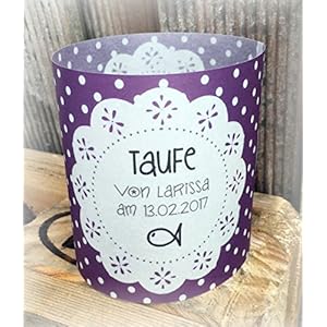 4er Set Tischlicht Tischlichter Punkte mit Deckchen Taufe Tischdeko personalisierbar lila
