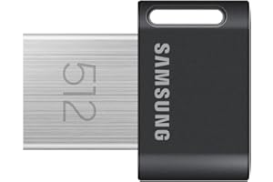 Samsung FIT Plus USB Flash Drive Type-A, 512GB, 400MB/s Read, 110MB/s Write, Compact USB 3.2 Memory Stick with Key Ring, Grey, MUF-512AB/APC