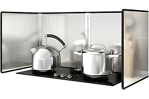 KORSIKATO Plaque Anti Projection Cuisine Bouclier Anti-éclaboussures Pliable Pour Cuisinière, Panneau De Protection Contre Les éclaboussures Pliable En Acier Inoxydable Pour Cuisinière à Gaz Mu(Size:45*80*50cm)