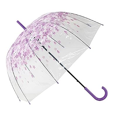 Tianer Transparent Bulle Parapluie, Automatique Open Fashion Dome Shape Rain Umbrella Décoration pour mariages et événements (Violet)