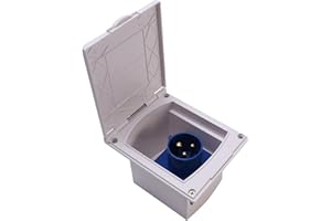 Anwangda Caravan Flush Fitting 240v 3 Pin Mains Plug Inlet Box, Caravan 230v Mains 16A Flush Inlet Socket Perfect for Motorhomes, Caravans, Trailers(White), free size