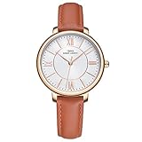 Einzigartiges Design Armbanduhr Damenmode Uhr Ultradünn Retro Quarz Analoges Lederarmband Damenarmbanduhr (8240 Brown)
