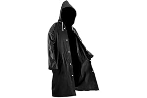MKB Black Rain Poncho Waterproof & Lightweight Rain Coat Long Poncho Quick Dry Women, Men Outdoor Jackets with Hood Raincoat Eva Cloth Best for Hiking, Camping, Cycling