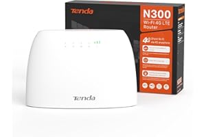 Tenda 4G03 - Router 4G SIM, LTE Cat 4, 3G/4G Router WiFi 2.4GHz Velocidad hasta 300Mpbs, LAN/WAN Ethernet Port, VPN, IPv6, Mini SIM, 4*Antenas Incorporada, Monitoreo del Tráfico de Datos, Plug&Play