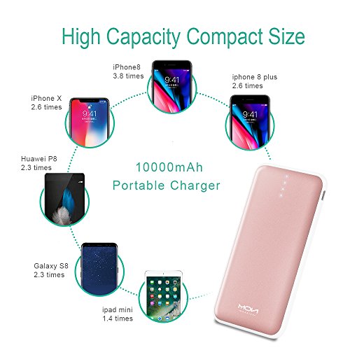 Moxnice Batterie Externe 10000mAh Power Bank Petit Chargeur Portable Rapide et Portable de Batterie avec USB C C  ble Int  gr   pour iPhone Android Samsung Galaxie Huawei iPad Tablette-Rose