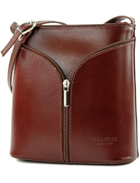 modamoda de - ital. Ledertasche kleine Damentasche Schultertasche Girl Umhängetasche D19