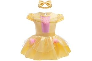 Lito Angels Ragazzine Principessa Bianco Come la Neve Fascia La Cenerentola Sirenetta Tutina Costumes Bambina Pagliaccetti con Archetto